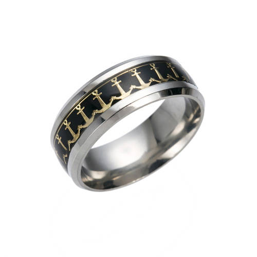 Mens Titanium Nautical Anchor Design Band. Ring Size 6,7,8,9,10,11,12,13